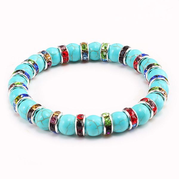 

natural blue turquoises stone charms bracelets for women men jewelry buddha prayer chakra beaded strand bracelet, Black