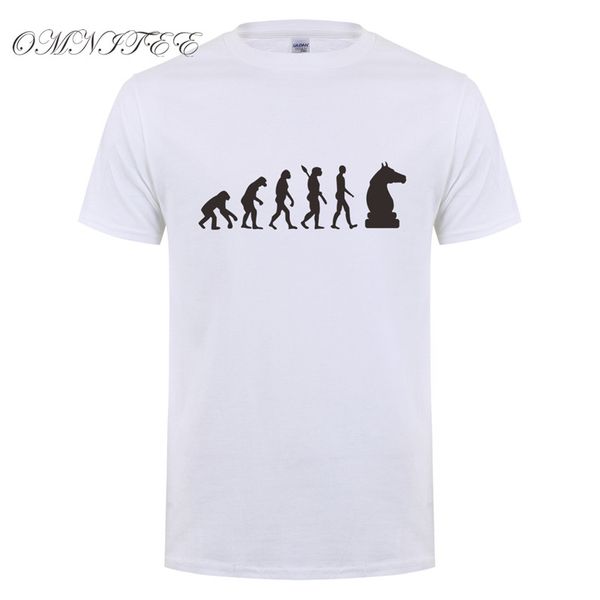 

new play chess t shirt mans short sleeve fashion evolution of knight t-shirt o-neck men funny gift tee ot-948, White;black