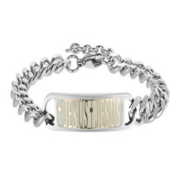 

trendy bracelets 2018 men cross dragon jesus shantou titanium germanium stainless steel jewelry love live laugh bracelet, Black