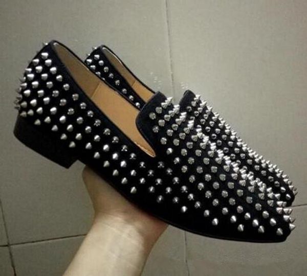 

[Original box]Fashion Rivet Sneakers Flat Red Bottom For Women Men Slip On Casual Flat Luxury Designer Skate Flats Party Dress Loafers