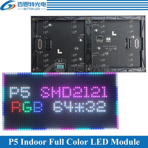 

indoor p5 two modules in one 1/16 scan smd2121 rgb 3in1 full color led display unit module 320*160mm 64*32pixels