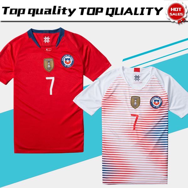 

2018 chile home red occer jer ey 2018 19 alexi chile away white occer hirt vidal valdivia football uniform