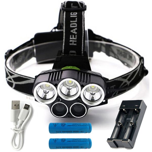 

cree 3xml-t6 white 2xpe blue led headlamp 5 mode adjustable headlight 18650 rechargeable battery headlamp for hunting torch