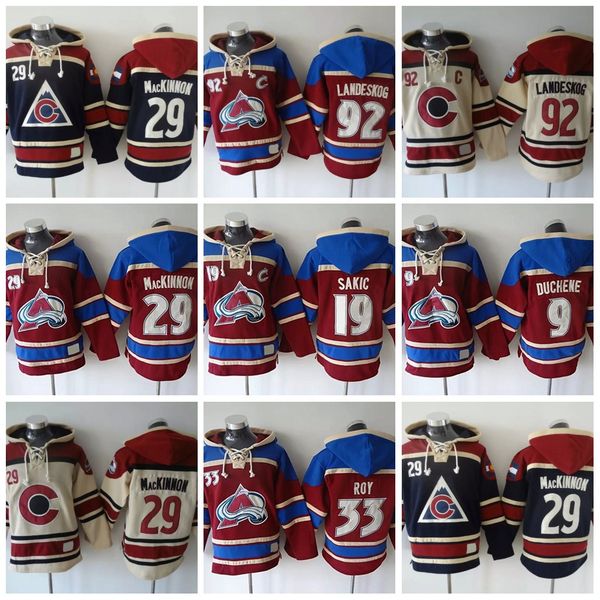 

colorado avalanche hoodies jerseys 9 matt duchene 29 nathan mackinnon 33 roy 92 gabriel landeskog hooded hockey hooded sweats, Black;red