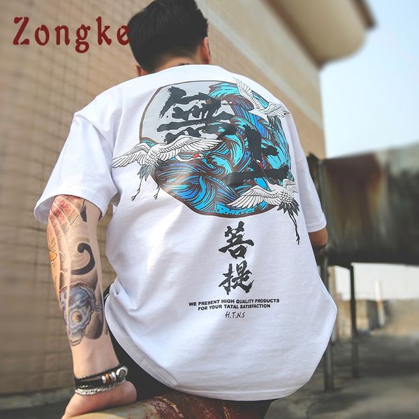 

zongke harajuku streetwear t shirt men printed cotton white t-shirt men casual funny t shirts tshirts 2018 male summer, White;black