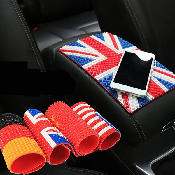 

car ornament pvc china uk us germany flag anti-slip mat automobiles dashboard decoration sticky pad for mobile phone gps holder