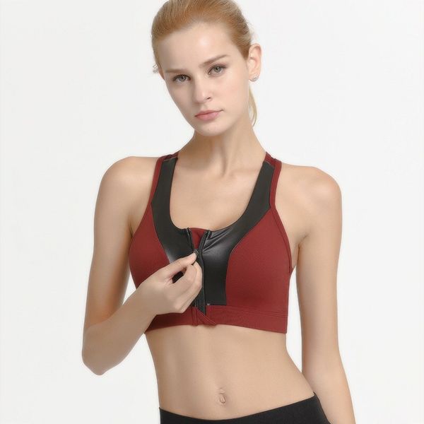 

women front zipper sports bra removable pad yoga fitness running bra padded shockproof gym vest female workout 2018 new, White;black