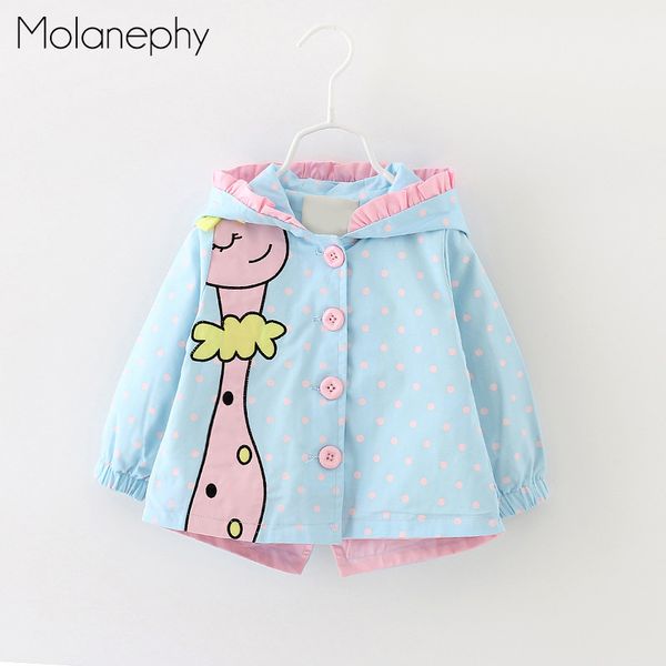 

molanephy baby girls trench coats cartoon spring autumn cute lovely little deer fashion o neck long sleeves children clothes, Blue;gray