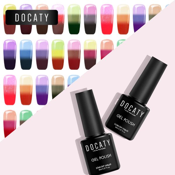 

docaty soak off colors uv gel varnish temperature change color gel varnish vernis semi permanent lucky thermal lacquer, Red;pink