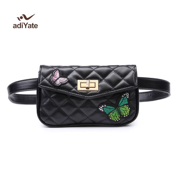 

women waist bag fashion embroidered butterfly fanny pack belt bag waist pack plaid sewing thread classic style small 361