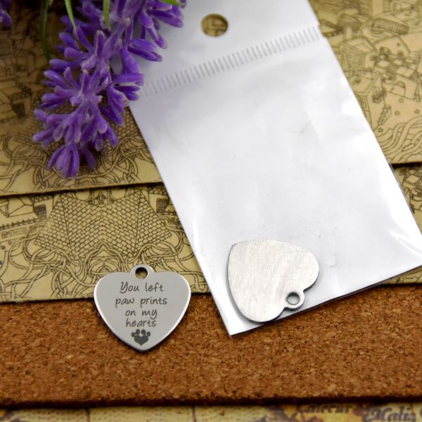 

40pcs--"you left paw prints on my heart "stainless steel charms more style for choosing diy charms pendants for necklace, Bronze;silver