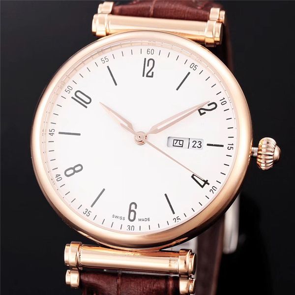 

42mm men watches stainless steel case leather band white/black dial miyota 8215 automatic movement swiss made classic men's women watch, Slivery;brown