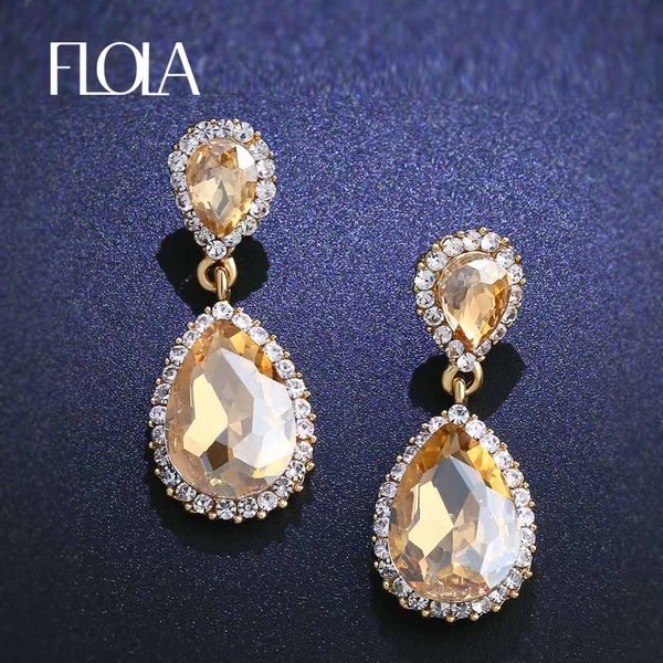 

flola gold crystal drop earrings for wedding teardrop gold dangle earrings for women party wedding bridal fashion jewelry ersj18, Silver