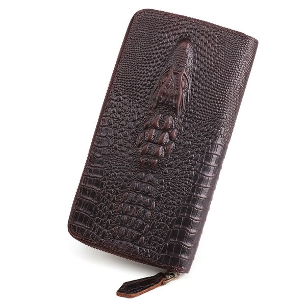 

2018 new classical genuine leather wallets vintage style men wallet fashion brand purse card holder wallet long clutch, Red;black