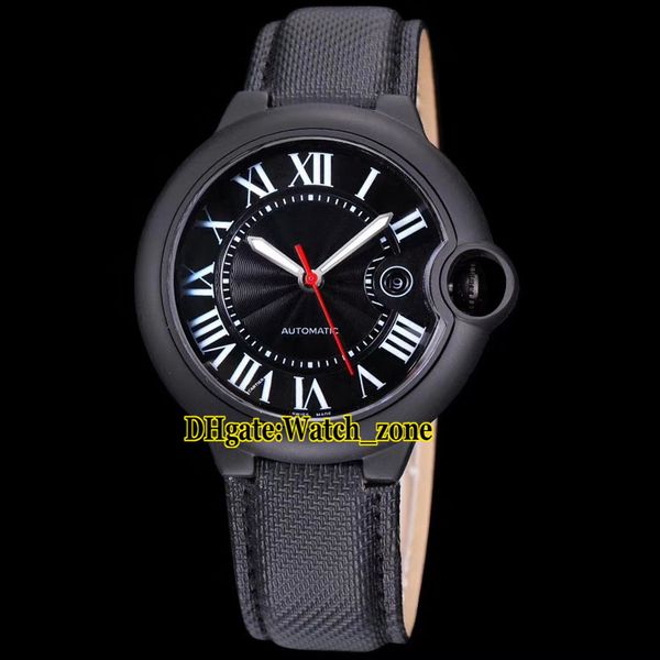 Ucuz Yeni 42mm Tarihi WSBB0015 Siyah Arama Otomatik Erkek İzle PVD Siyah Çelik Kılıf Deri Kayış Safir Cam Yüksek Kalite Gents Saatler