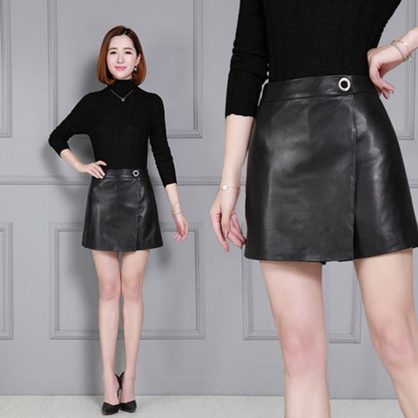 

autumn and winter new leather shorts, White;black