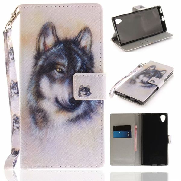 

flip wallet case for sony xperia xa1 plus cases coque animal wolf owl tiger lion painted pu leather phone bags accessories cover