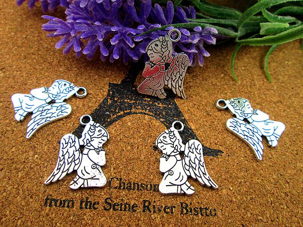 

54pcs 24*17mm antique silver praying angel charms, Bronze;silver