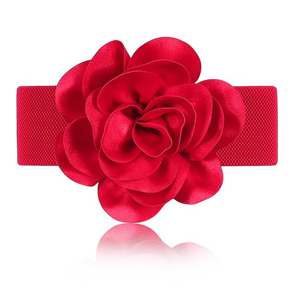 

lady new fashion flowers belt female dress decorate wide waist belt female casual dress waistbelt wide elastic waistband b-9111, Black;brown