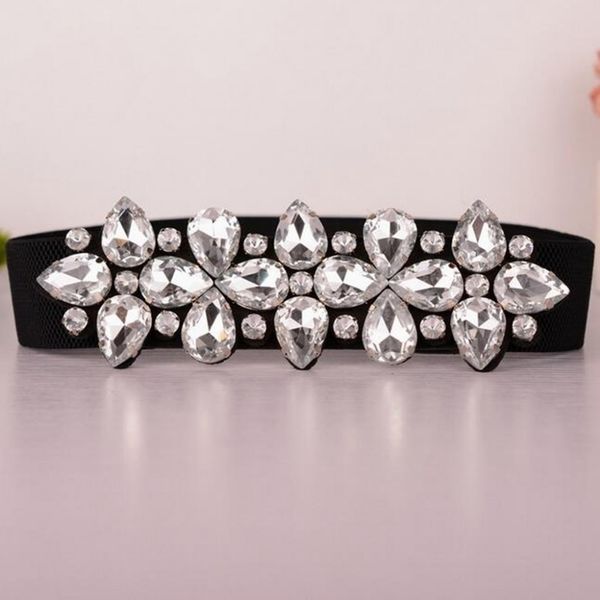 

classic flower buckle elastic waist belt for lady girls stretch waistband for women fashion cummerbunds strap cinch, Black;brown