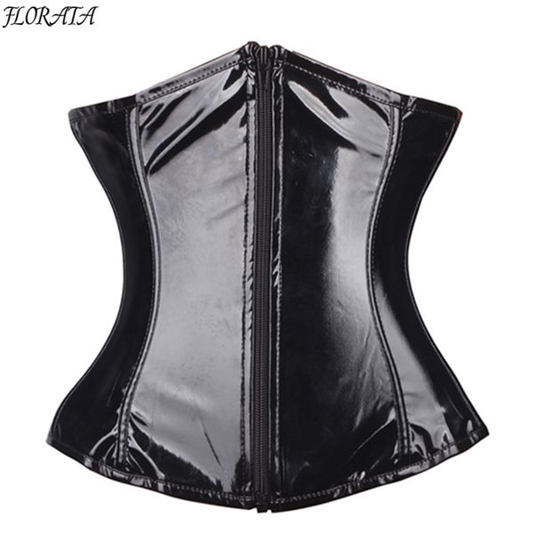 

new vinyl gothic black bone corsets and bustiers underbust steampunk waist cincher bustier corset waist trainer s-2xl, Black;white