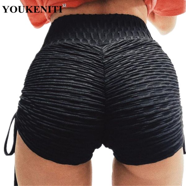 

youkeniti 2018 new summer women shorts solid puttee yoga shorts push up hip skinny women sport training gym clothes, White;red