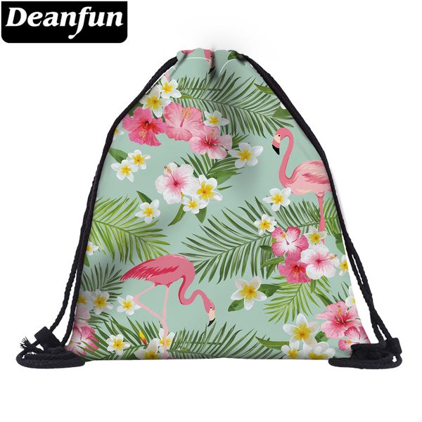 

deanfun 3d printed drawstring bags flower flamingo cute women school bags 60079