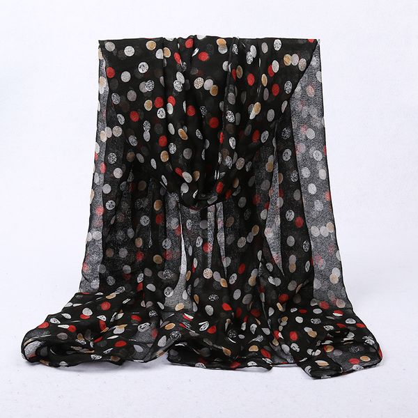 

lakysilk] winter fashion viscose scarf women dot print hijab scarves voile muslim head scarf female long neck shawls & wraps