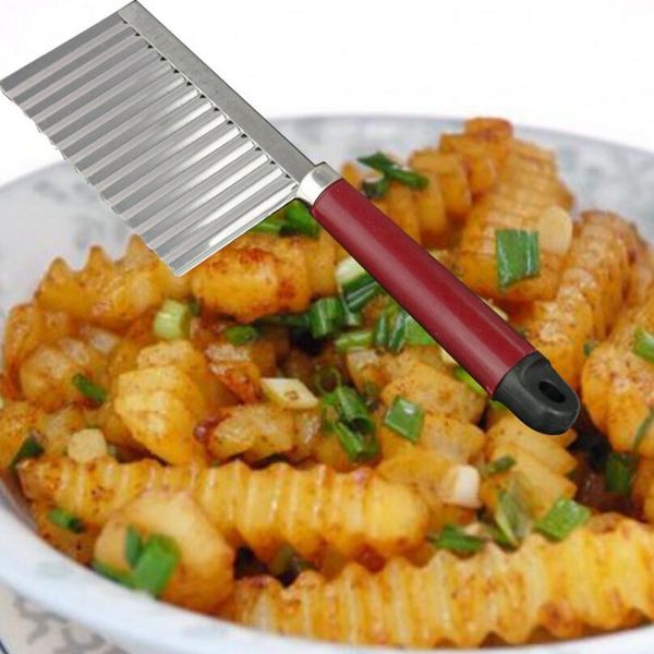 Fransız Fry Cutters Patates Hamur Dalgaları Kırışıklık Kesici Dilim Mutfak Sebze Havuç Çip Bıçağı LX3414