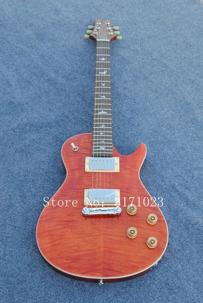 Hot Sale Orange E-Gitarre mit Flame Maple Furnier und Chrome Hardwares und kann geändert werden