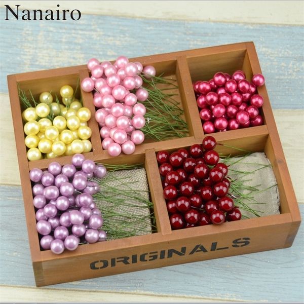 

wholesale-200pcs/lot mini fake fruit berries artificial flowers red cherry scrapbooking stamen head pearl wedding christmas decoration