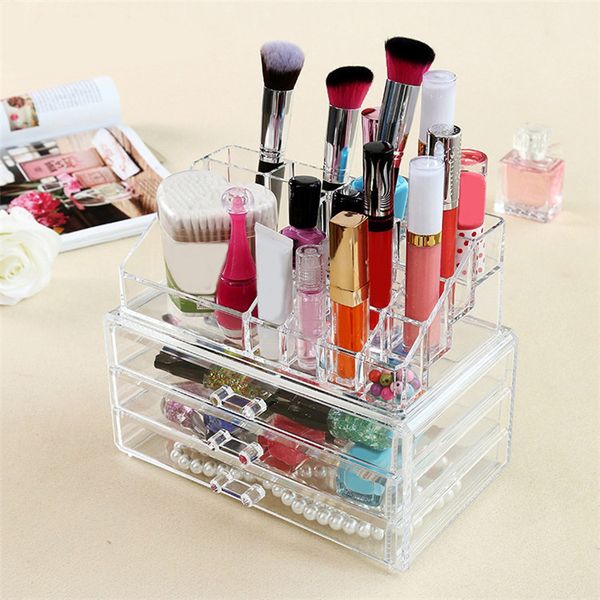 

2017 горячий новый макияж организатор ящик для хранения акриловые косметические организатор макияж ящики для хранения большая коробка ювелир