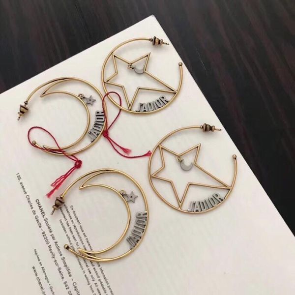 

C D Luxury Brand Designer Moon Shaped Star Stud Earrings Elegant Women Luxury Jewelry fashion lady and girl earrings