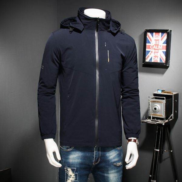 

plus size 8xl 7xl 6xl 2018 new winter men's jacket with fabric detachable hat for male's warm coat simple mens coat, Black