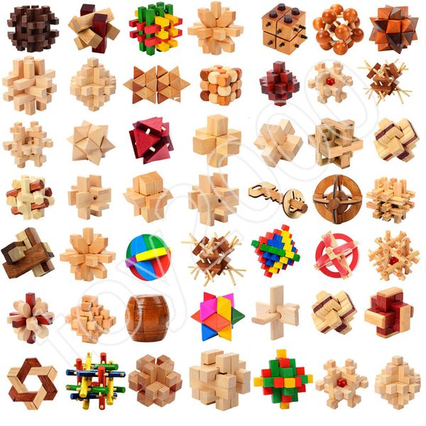 

IQ Brain Teaser Kong Ming luban Lock 3D Wooden toy Interlocking Burr Puzzles Game Toy For Adults Kids toys christmas gifts novelty toys