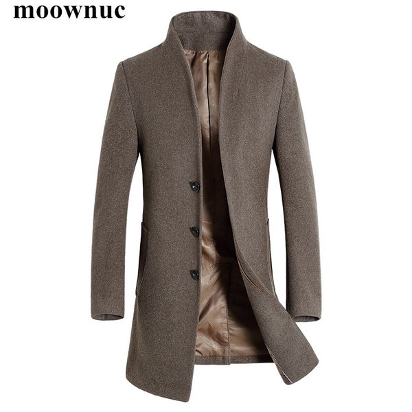 

moownuc new men's woolen coats autumn winter wool long overcoats men business casual thick mens windbreakers m, l, , xxl, 3xl, Black