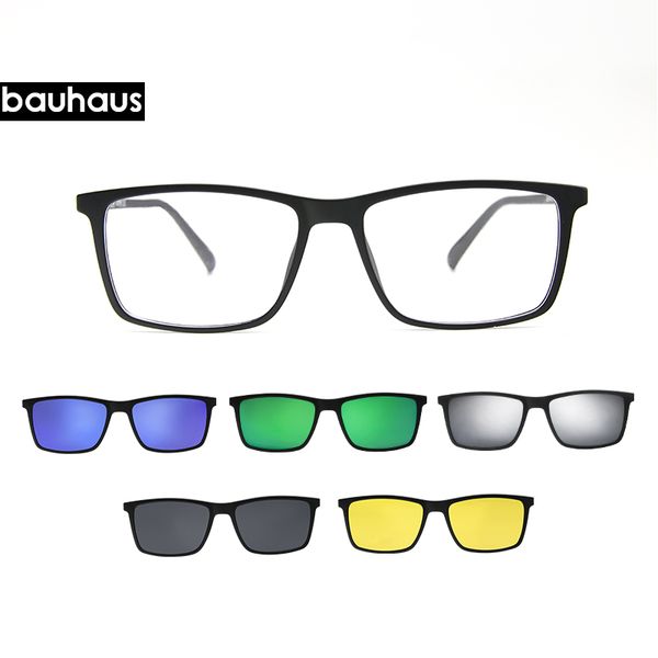 

bauhaus brand designer polarized magnet clip glasses men magnet frame myopia glasses prescrioption optical sunglasses, Silver