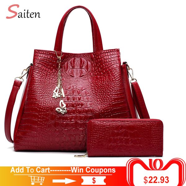 

fashion crocodile leather handbags women shoulder bags solid casual tote bag ladies large capacity hand bag women sac a main d18102906
