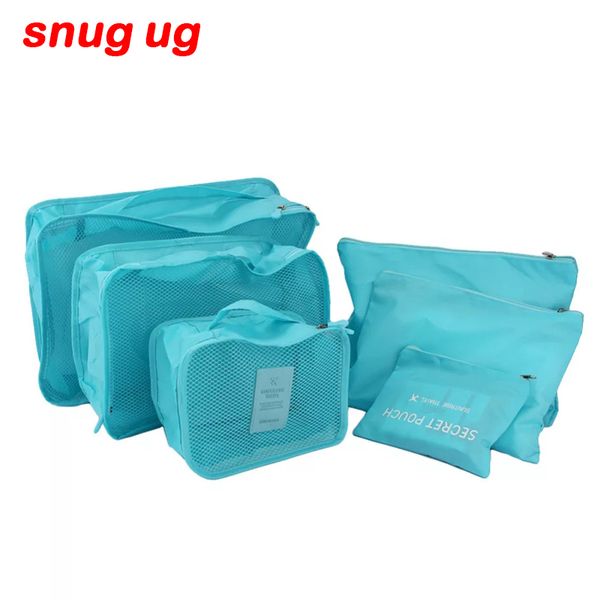 

6pcs/set fashion double zipper waterproof polyester men and women luggage secret travel bags packing cubes