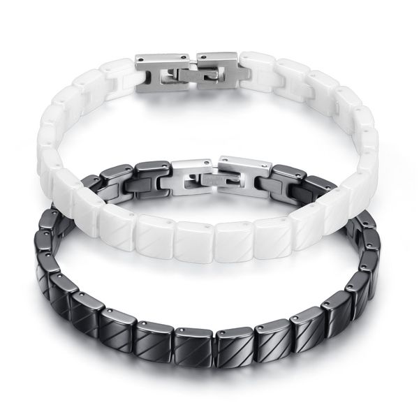 

men's black white link chain bracelet 7mm healthy ceramic bracelet bangles wrist band fashion jewelry