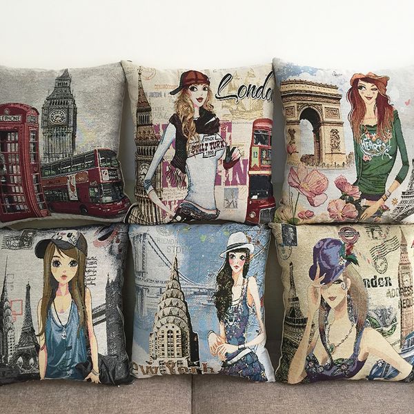 

new multicolor pillowcase british fashion girl dyed jacquard cotton pillow set cushion cover car waist pillow set