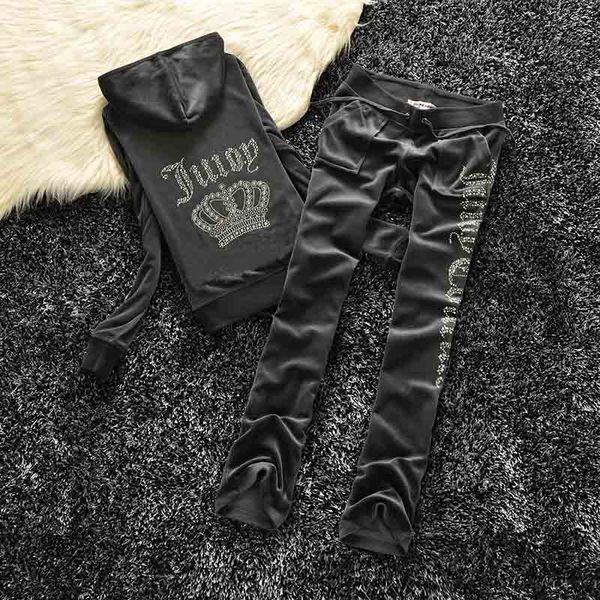 

spring/fall 2017 women's brand velvet fabric tracksuits velour suit women track suit hoodies and pants fat sister sportswear, White;black