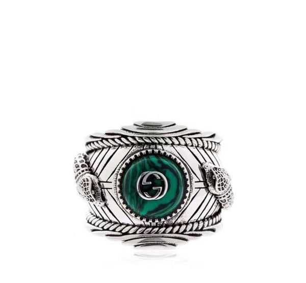 

s925 pure silver ring with nature malachite and leopard head design for women and man wedding jewelry gift ps5552