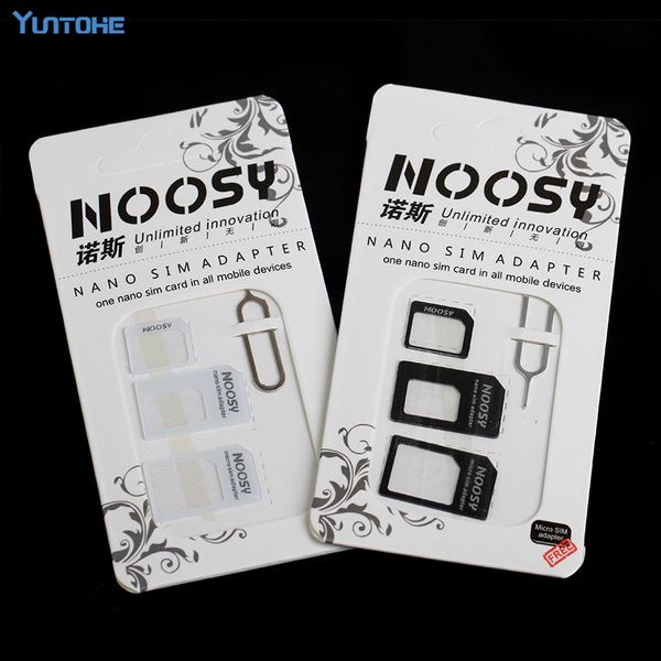 4 em 1 cartão Noosy Nano Micro SIM Adapter Eject Pin Para iPhone XS X 8 7 6s 6 Plus com Retail Box 3000pcs / lot