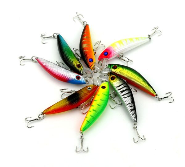 

8 шт. рыболовные приманки topwater kit set 7cm8.1g для морской пресноводной бас форель судак лосось мускусная рыбалка