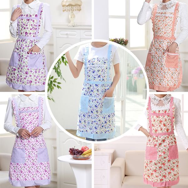 

sinsnan peach skin double fabric laciness women kitchen apron for baking accessories chef waiter cook apron with pockets bib
