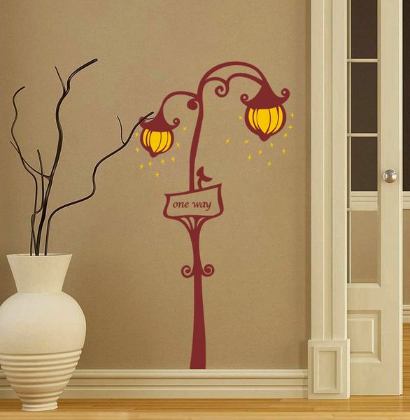 

new design room decor wall decal stickers street road lamp one way with lighting sticker home decorative wallpaper
