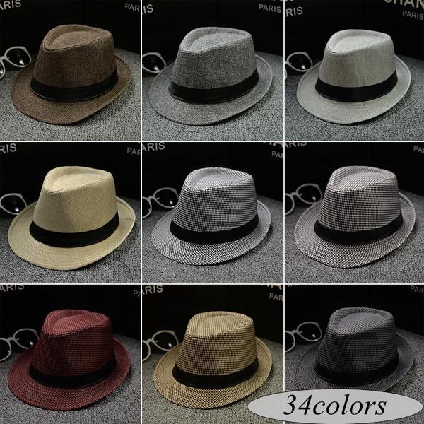 

Новый Vogue Мужчины Женщины хлопок / лен соломенные шляпы мягкие Fedora Панама шляпы от