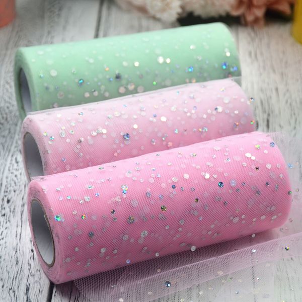 Glitter Sequin Tulle Roll For Diy Flower 25 Yards Sparkling Sequin