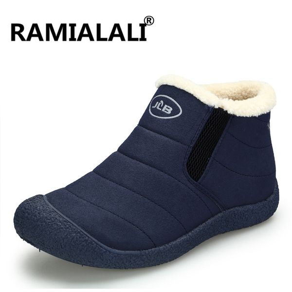 

ramialali men winter snow boots man shoes lightweight ankle boots plush warm shoes mens slip-on casual sport botas hombres, Black